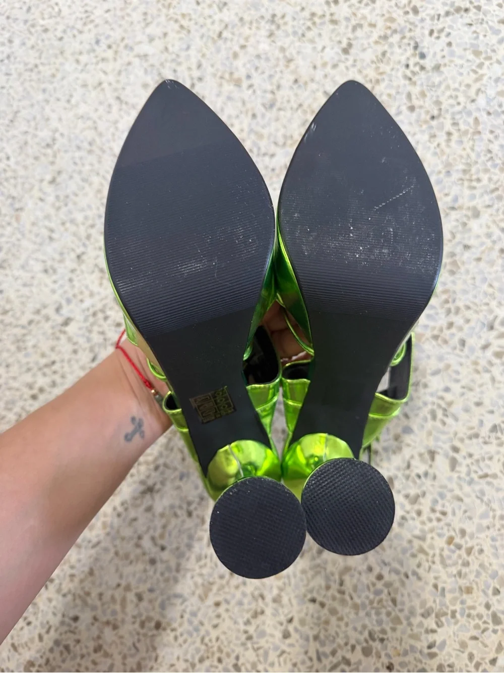 Nasty Gal Shiny Neon Green Platform Slingback Heels